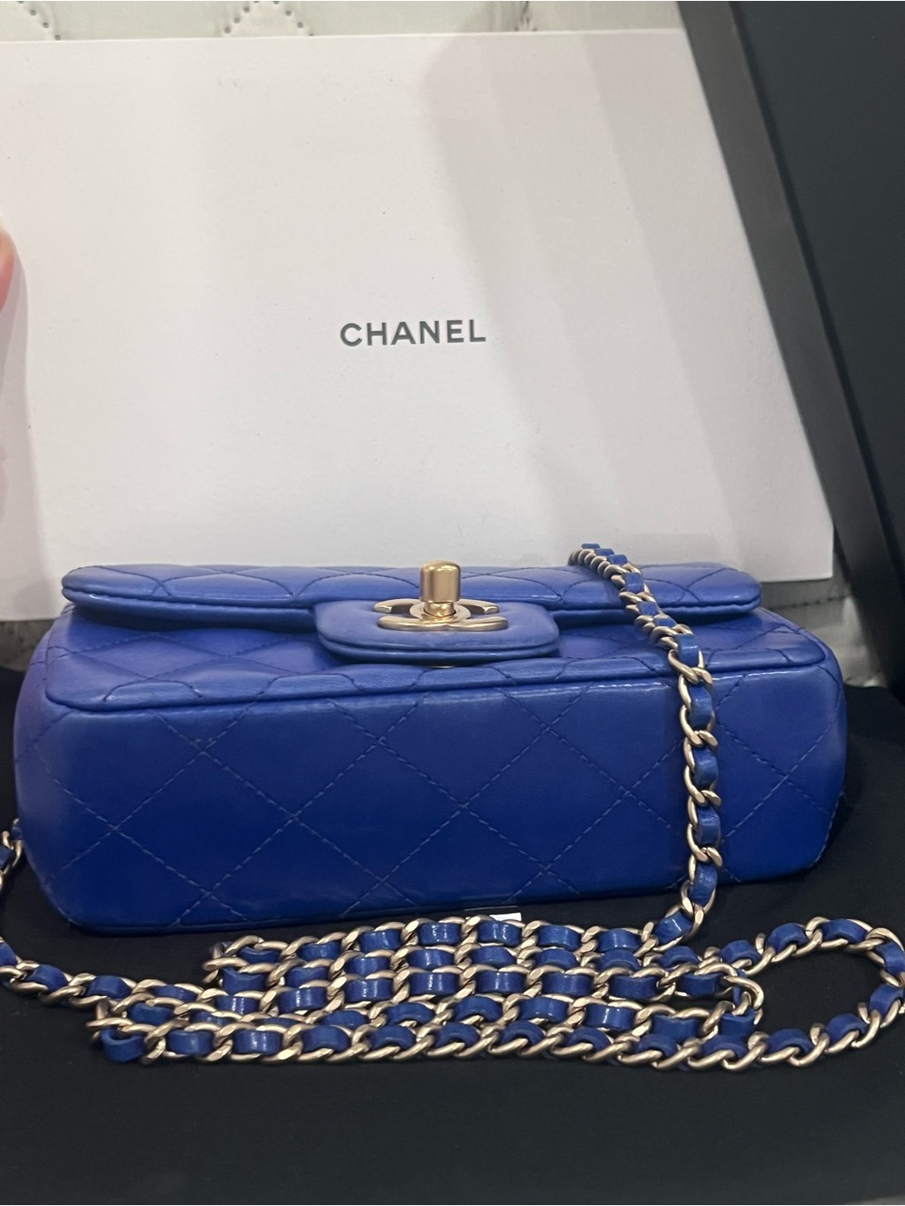 💙💙Chanel Quilted Lambskin Extra Mini Rectangular Flap Bag - Picture 5 of 12